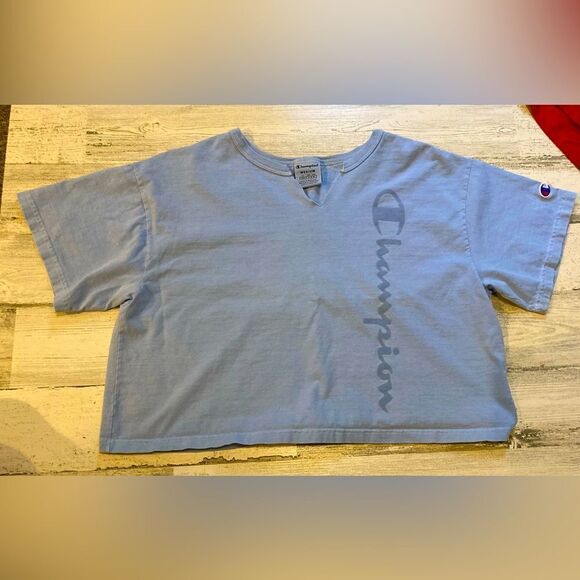 Champion Blue Crop Top Medium - Picture 1 of 5